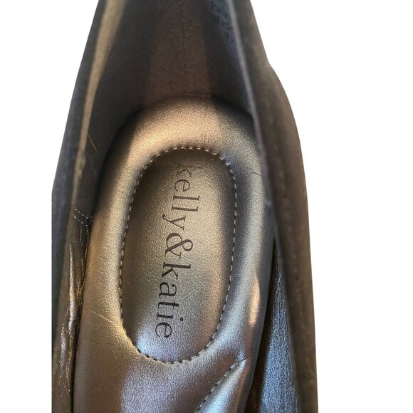 Kelly & Katie Womens Black Faux Suede Round Toe Pumps Size 8.5 W - Picture 6 of 9